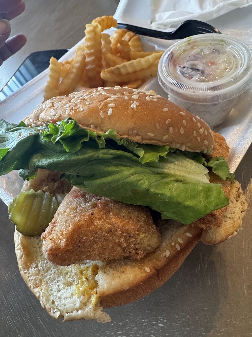 Fried Fish Sandwich with Fries