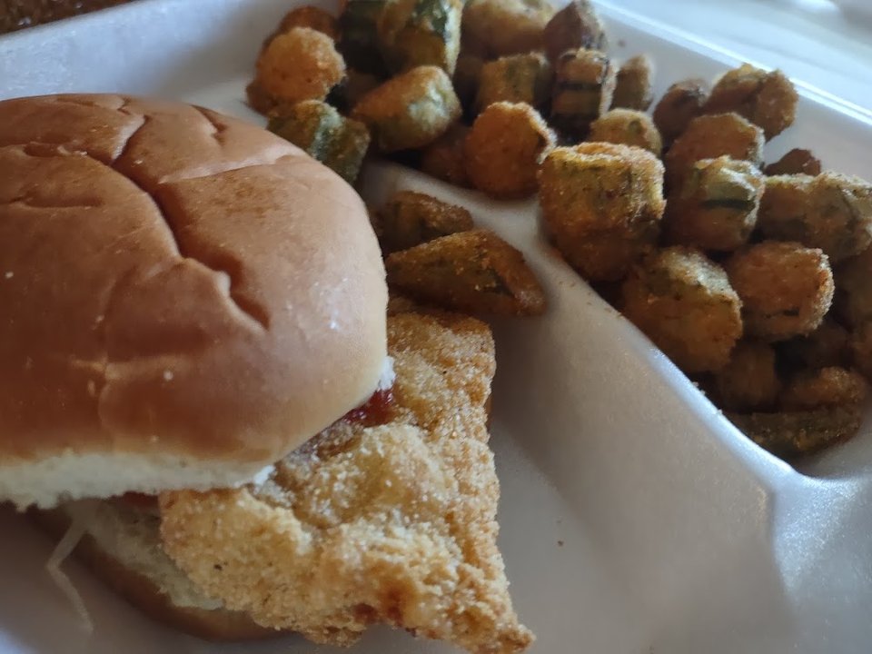 Fish Sandwich with Fried Okra